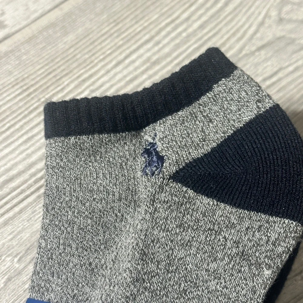 Polo Ralph‎ Lauren Mens Low Cut Socks 4 Pairs Navy Grey No Show Fits Shoe 6-12.5